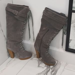 Gray suede boots with 4.5 inch heel and .5 platform by Charles David size 8